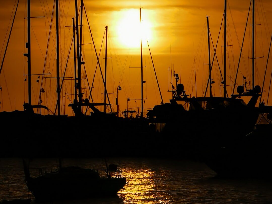 Luxury beachfront at sunset in Punta del Este with yachts